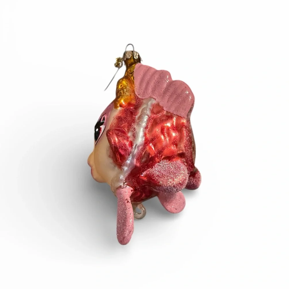 Katherine's Collection Gold Pink Fish  Anthropomorphic Glass Red Lips Ornament 🌺